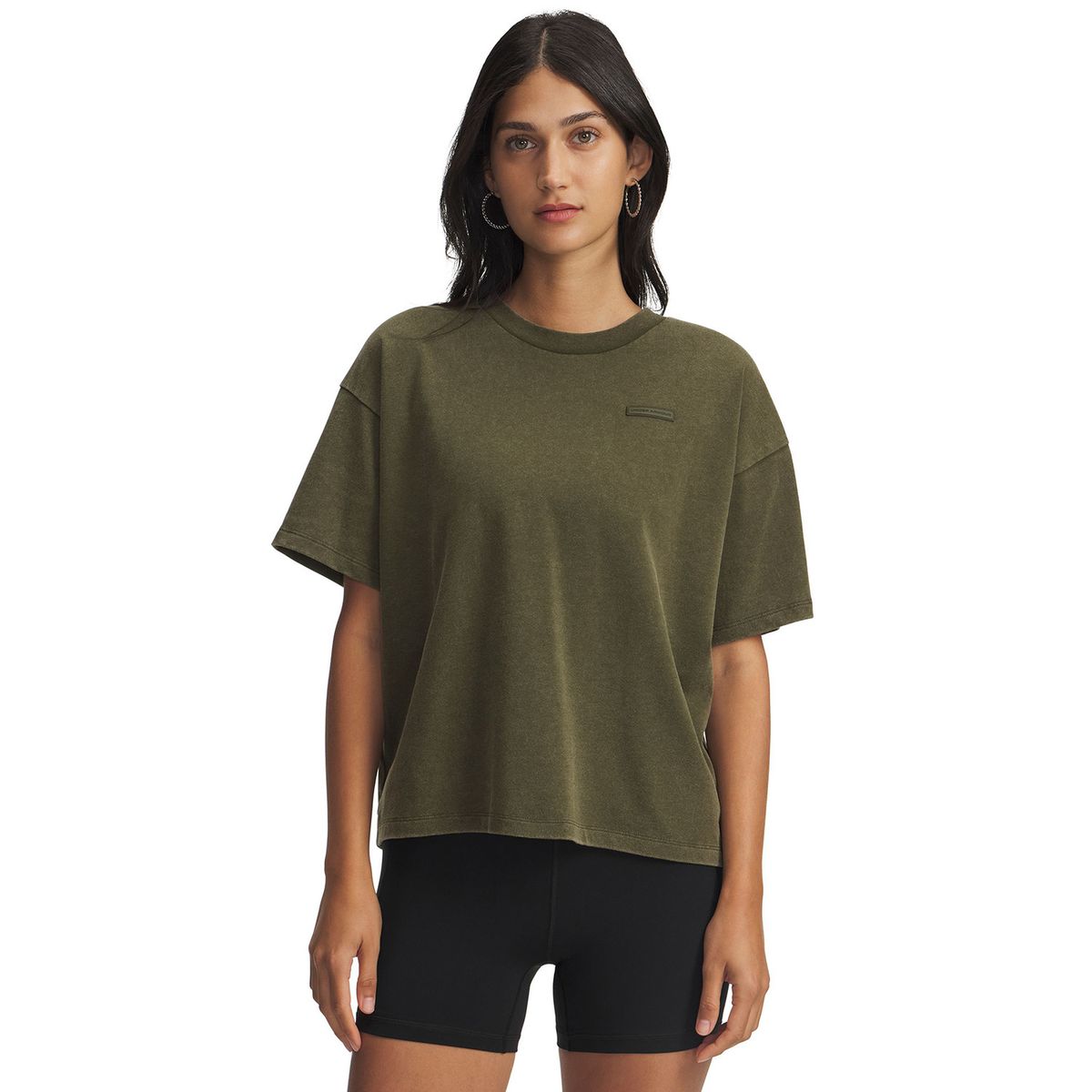 UNDER ARMOUR - Polera Manga Corta Lifestyle mujer Boxy Wash HW verde UNDER ARMOUR