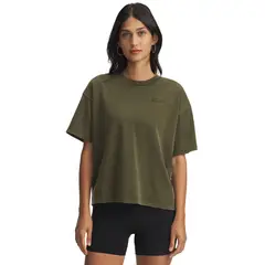 UNDER ARMOUR - Polera Manga Corta Lifestyle mujer Boxy Wash HW verde