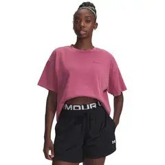 UNDER ARMOUR - Polera Manga Corta Lifestyle mujer Boxy Wash HW rojo