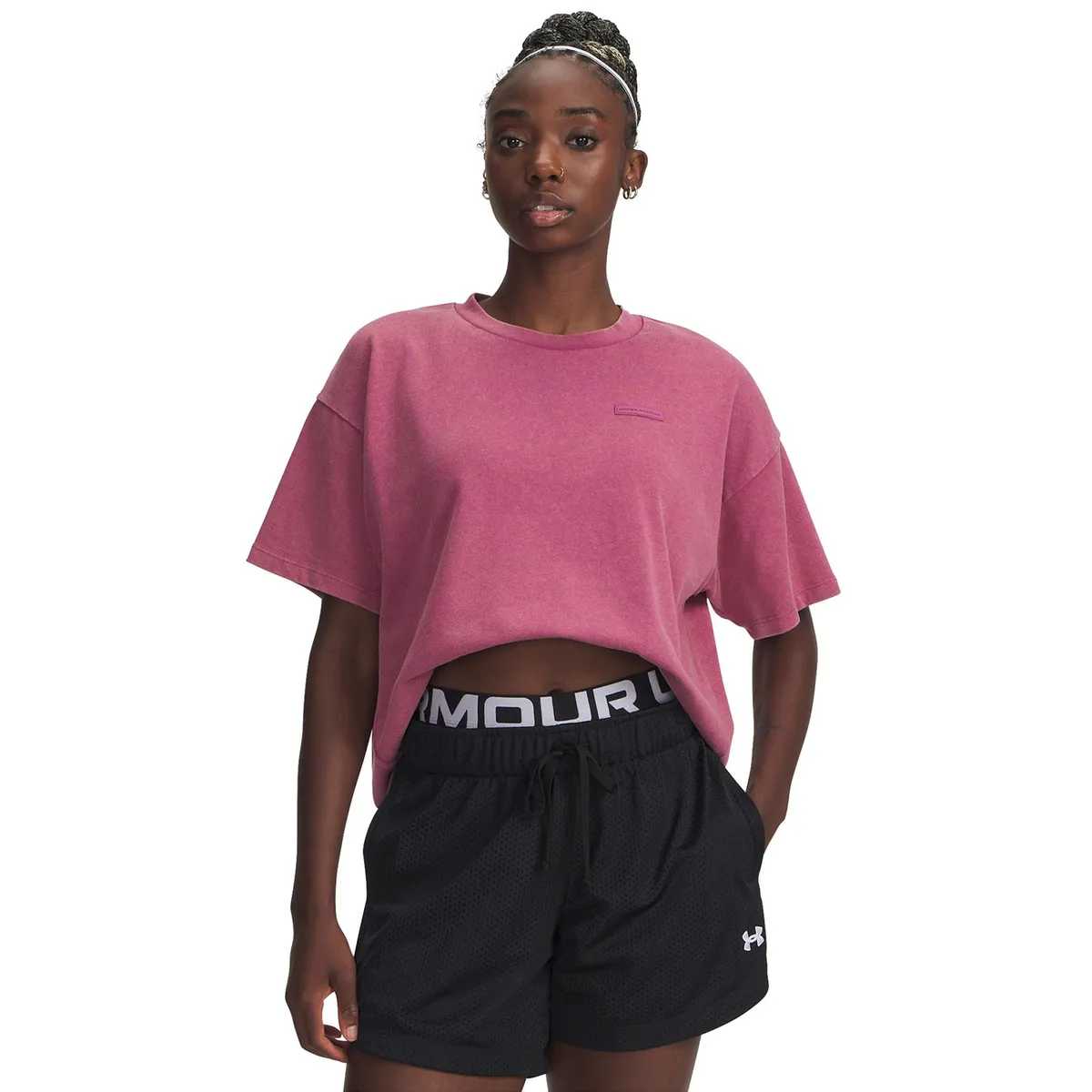 UNDER ARMOUR - Polera Manga Corta Lifestyle mujer Boxy Wash HW rojo UNDER ARMOUR