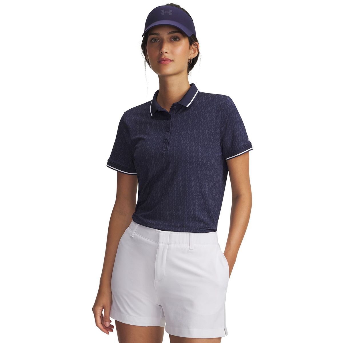 UNDER ARMOUR - Polera Manga Corta Golf para mujer Drive Jacqrd azul UNDER ARMOUR