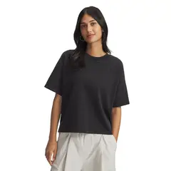 UNDER ARMOUR - Polera Manga Corta Lifestyle mujer Boxy Wash HW negro