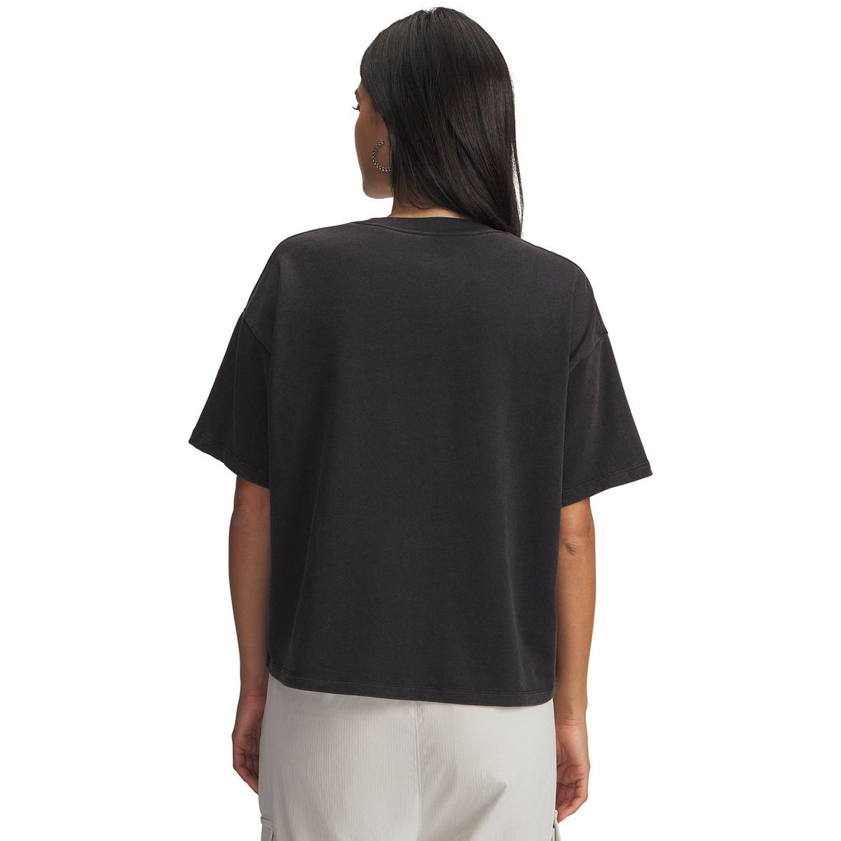 UNDER ARMOUR - Polera Manga Corta Lifestyle mujer Boxy Wash HW negro UNDER ARMOUR