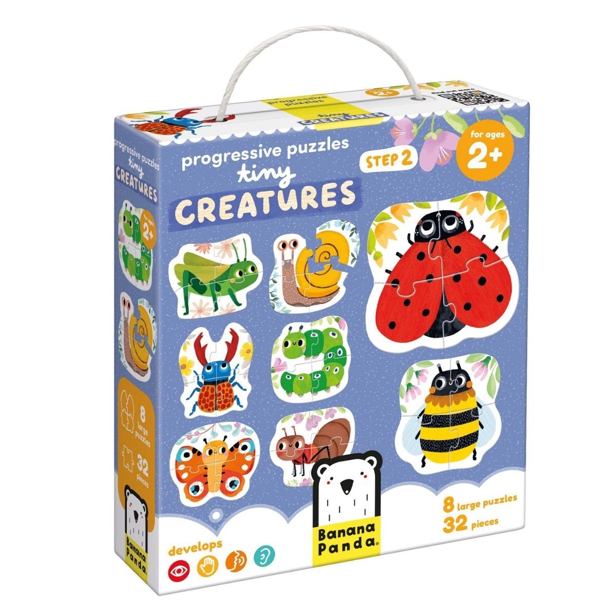 EDITORIAL CONTRAPUNTO - Puzzle Progressive Tiny Creatures (32 piezas, 8 puzzles) 2+