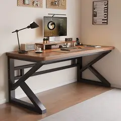 IDEEHOUSE - Escritorio mesa marron base de metal