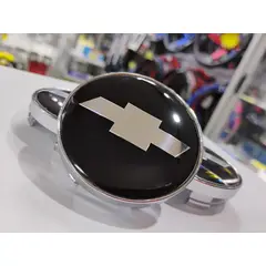 GENERICO - X4 Tapas centro de llantas de auto tunning CHEVROLET NEGRO CON PLATEADO 60MM