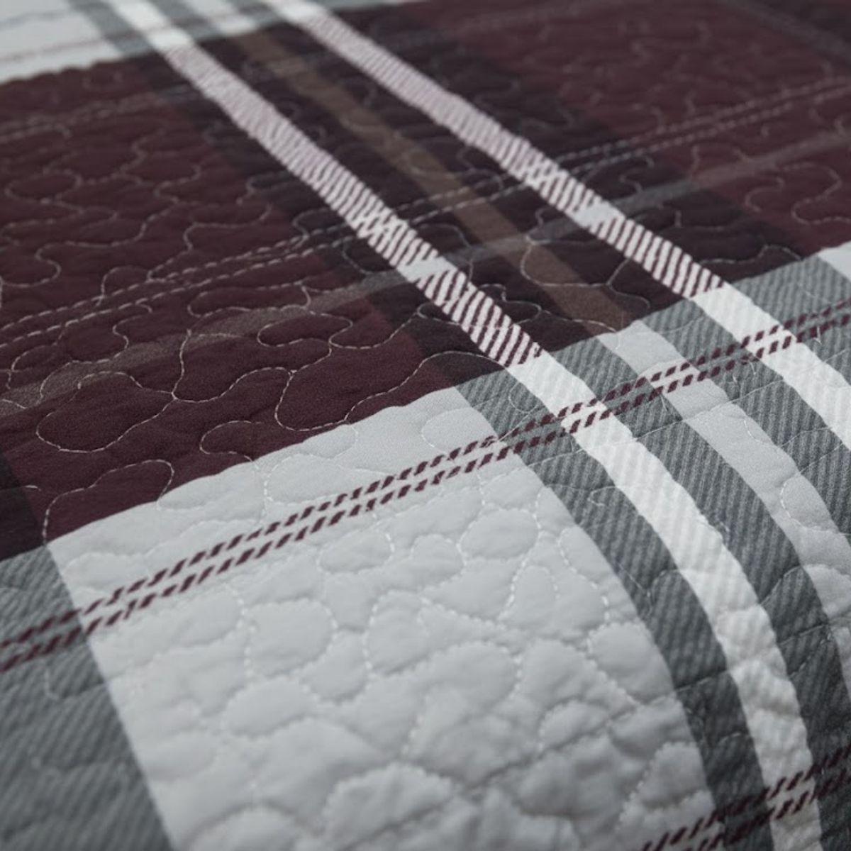 GENERICO - CUBRECAMA ALGODON  1.5 DISEÑO ELEGANTE CON FRANJA MODERNA TELA  QUILT DN