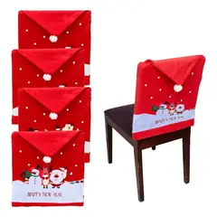 GENERICO - Pack 4 Fundas Navideña Para Respaldo Silla Fundas Para Silla