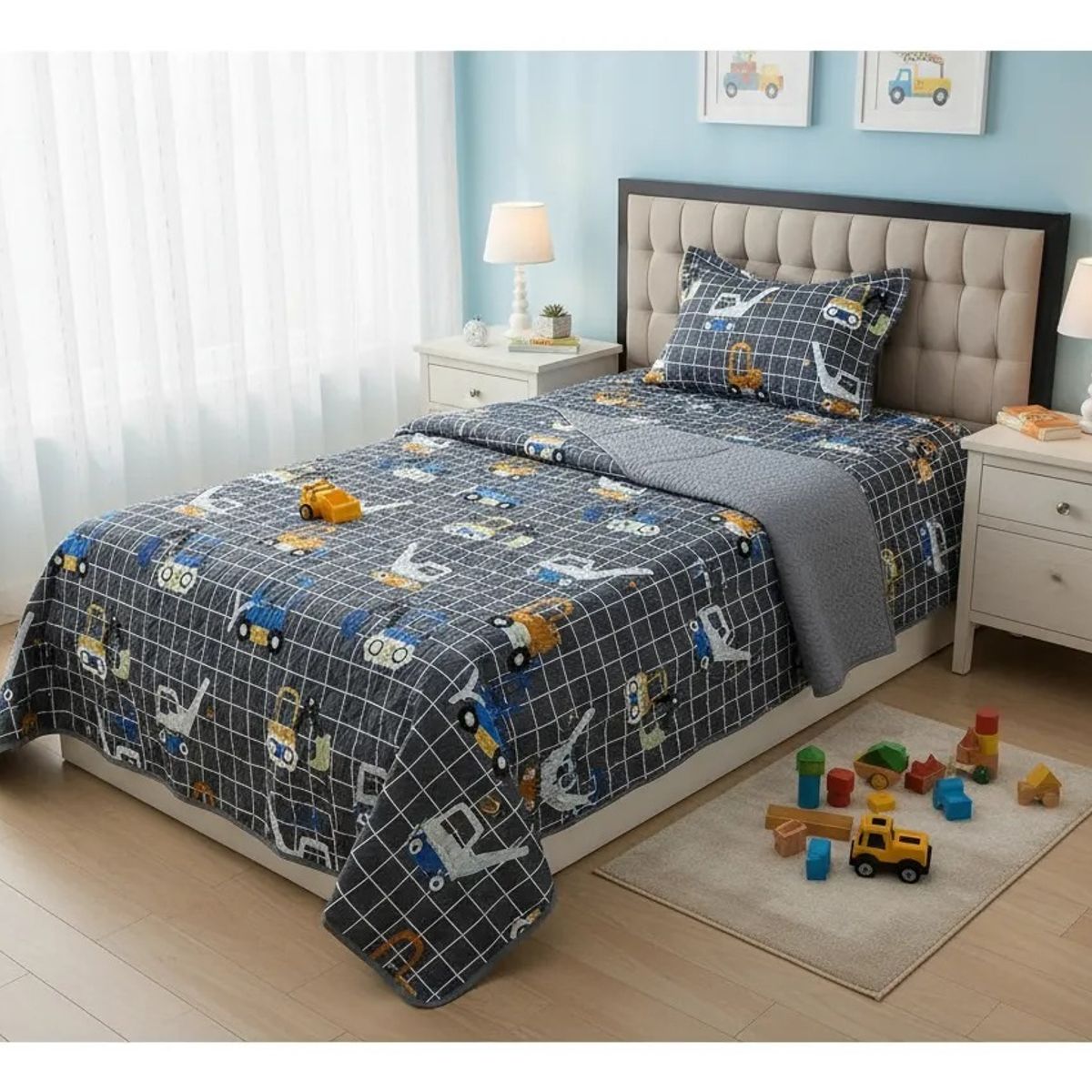 GENERICO - CUBRECAMA 1.5 DISEÑO DECORATIVO TELA  QUILT DN