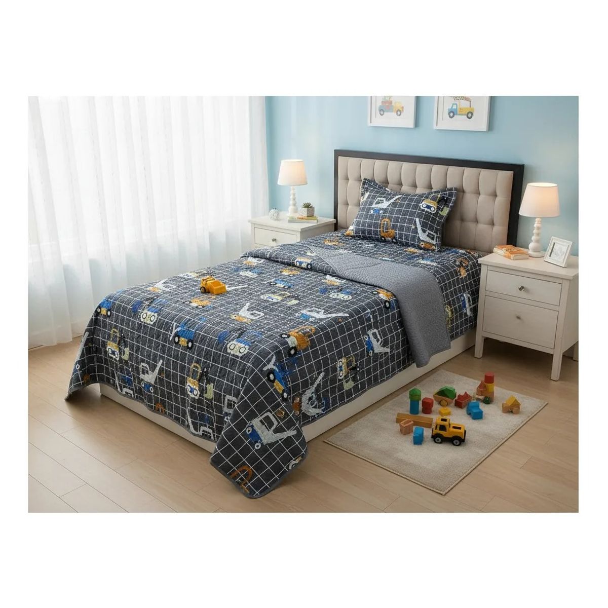 GENERICO - CUBRECAMA 1.5 DISEÑO DECORATIVO TELA  QUILT DN