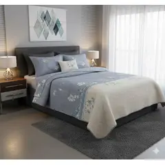 GENERICO - CUBRECAMA ALGODON 1.5 DISEÑO SUTIL LILA FLORES DE VERANO TELA QUILT DN
