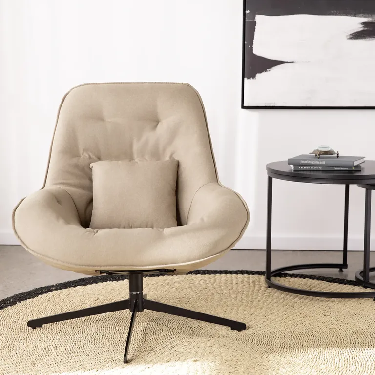 Sitial Giratorio Cherry Respaldo Capitone Beige