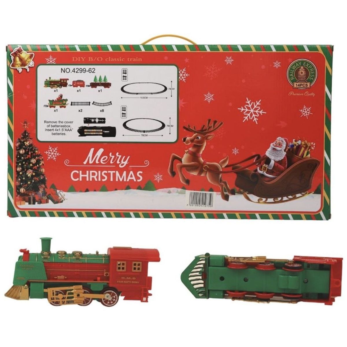 GENERICO - Tren de Navidad Eléctrico 14 piezas