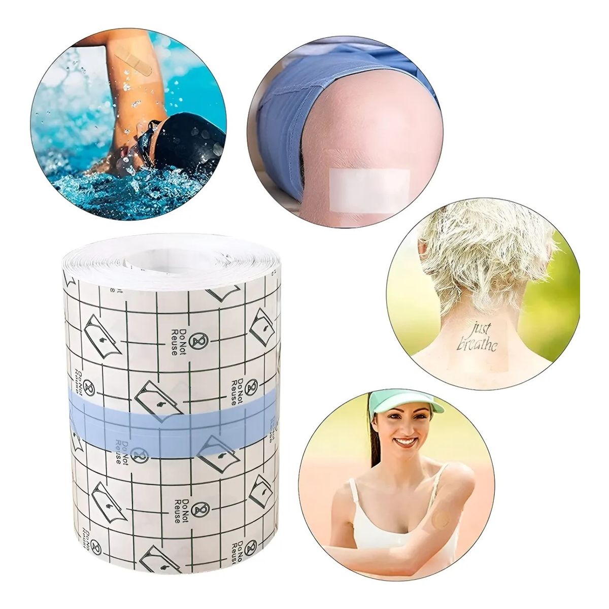 GENERICO - Cinta Adhesiva proteccion Para Heridas en deportes Y Tatuajes 5cmx10mt