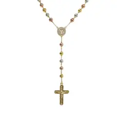 JOYAS LANDEROS - Rosario Dorado (color de los 3 oros) Enchapado Oro de 18k