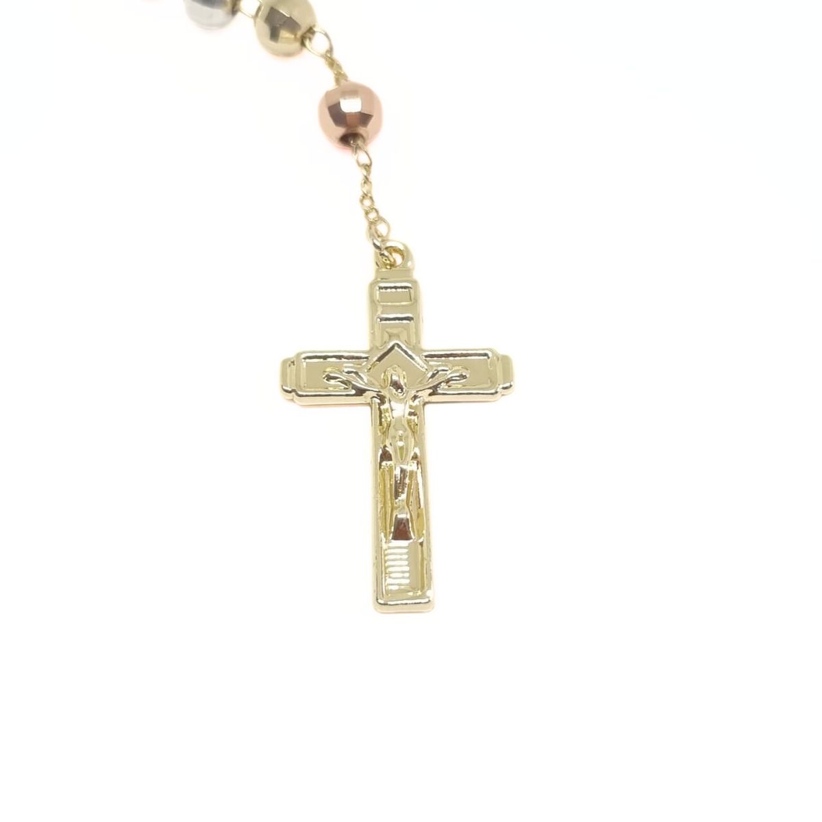JOYAS LANDEROS - Rosario Dorado (color de los 3 oros) Enchapado Oro de 18k