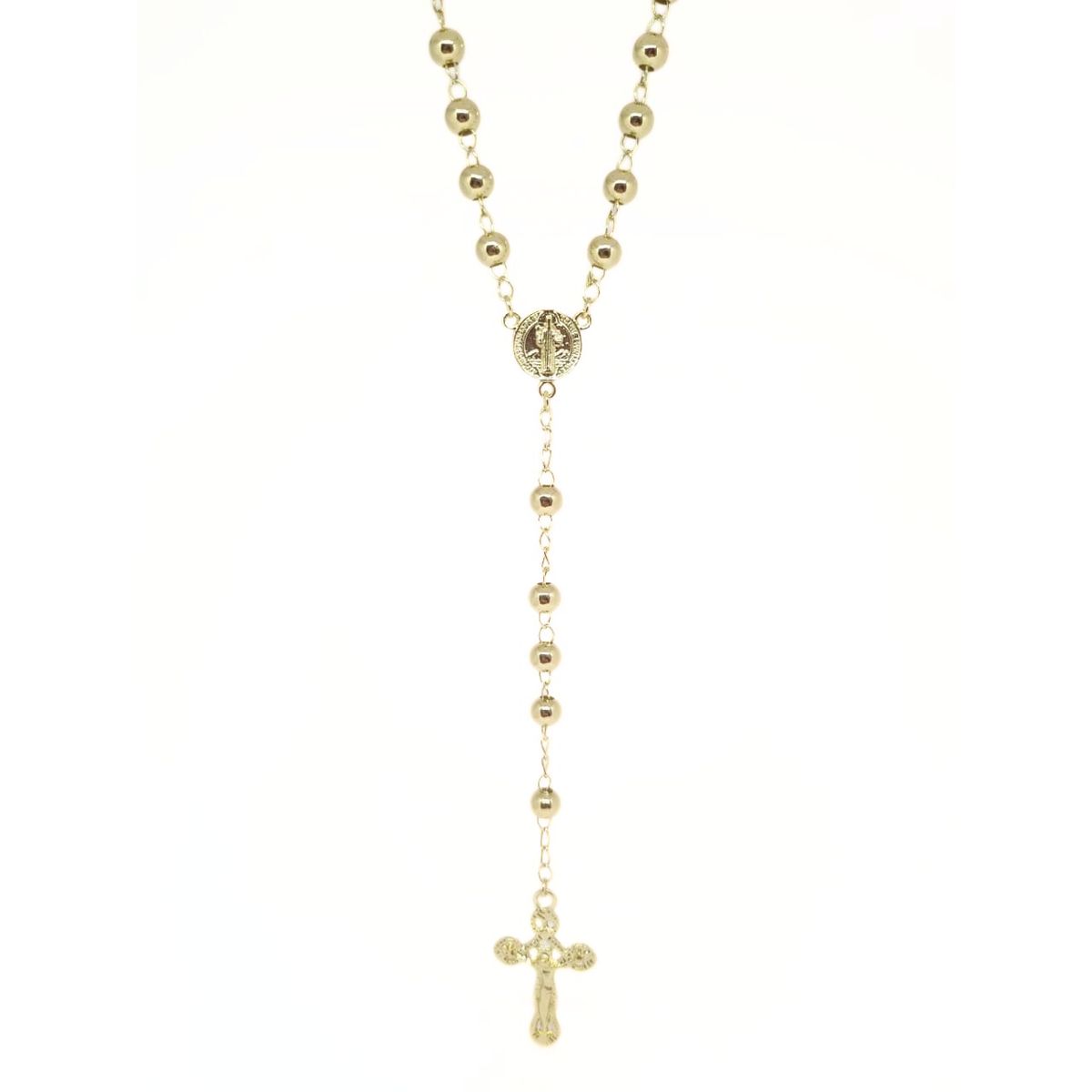 JOYAS LANDEROS - Rosario Dorado Cruz Grande Enchapado en Oro de 18k