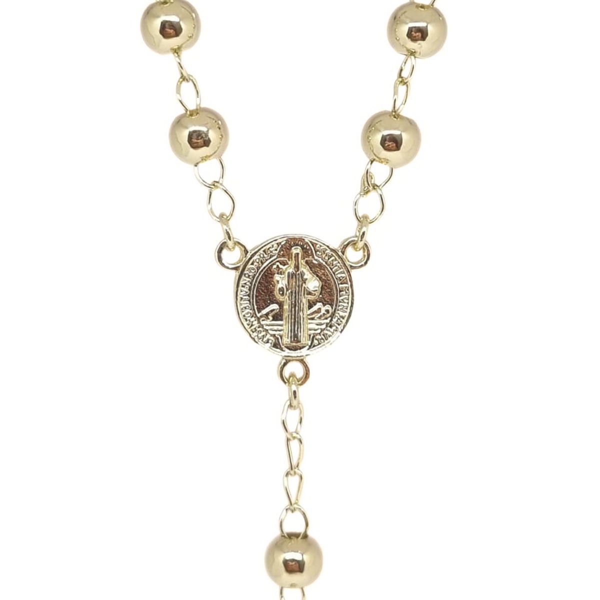 JOYAS LANDEROS - Rosario Dorado Cruz Grande Enchapado en Oro de 18k