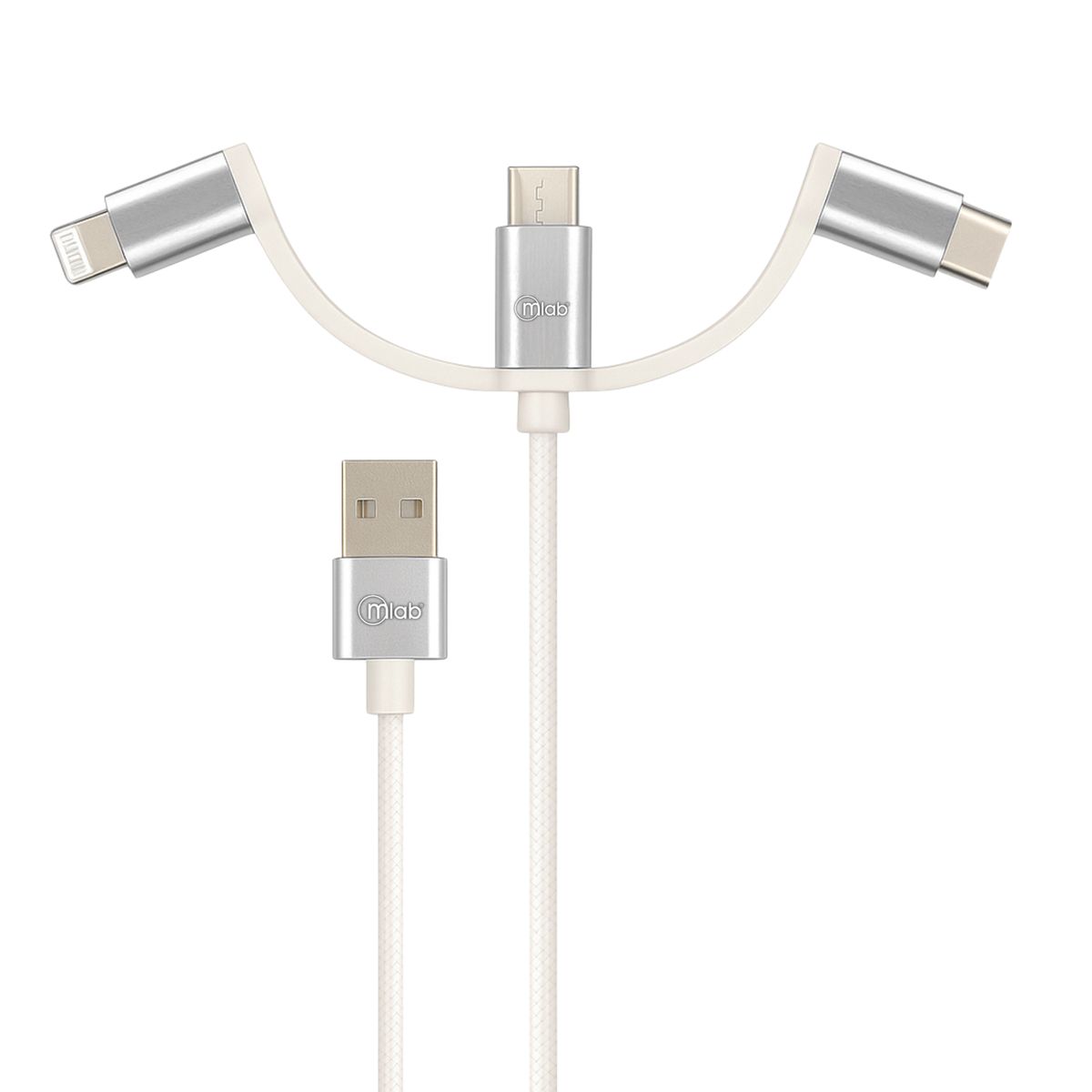 MLAB - Cable 3en1 MFI Certificado para Iphone & Android Multipuertos