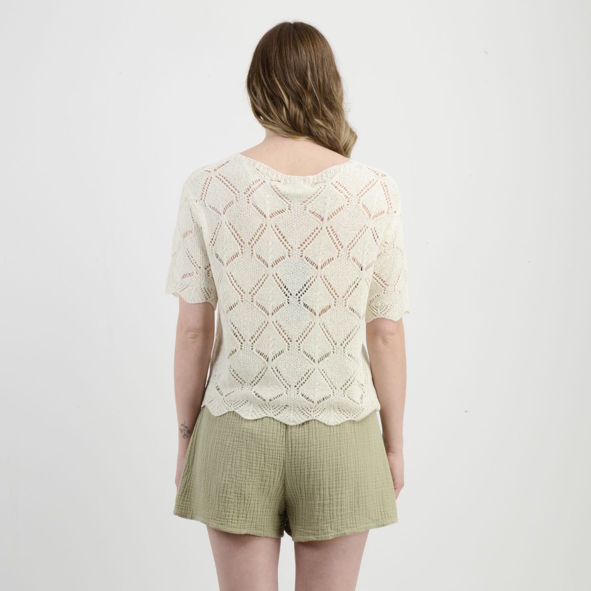 O'NEILL - POLERA TEJIDA MANGA CORTA ELLISON BEIGE CLARO