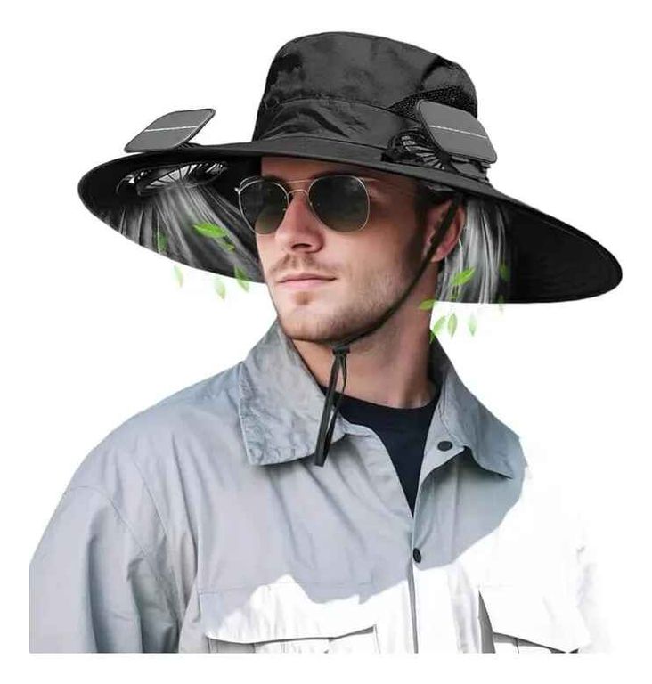 GENERICO Sombrero Con Ventilador Solar Integrado Para Verano Con Usb L Gris Camuflaje