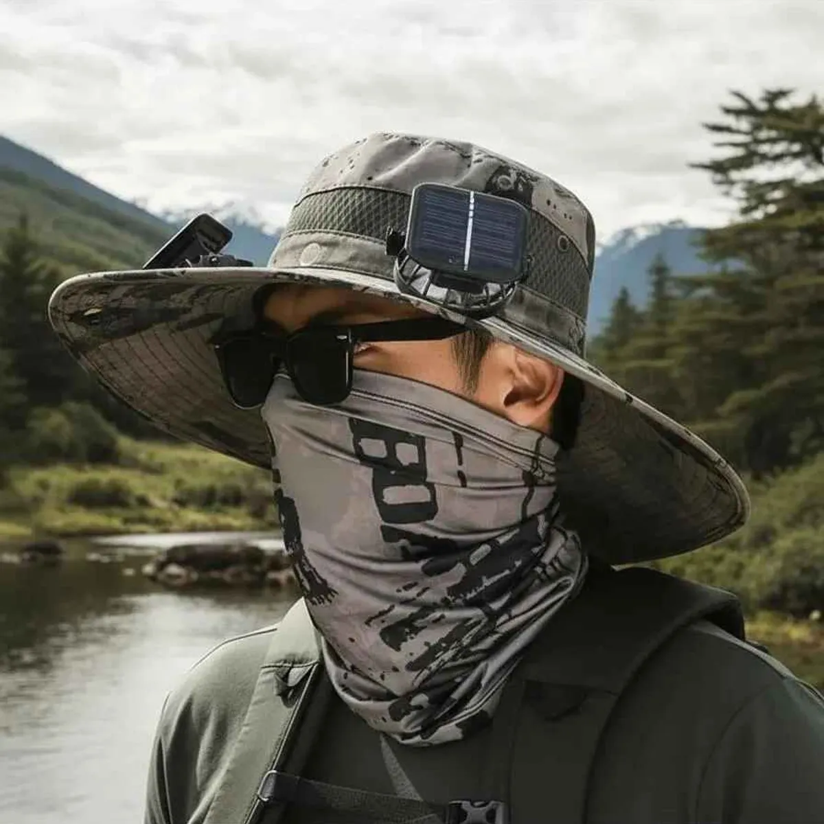 GENERICO - Sombrero Con Ventilador Solar Integrado Para Verano Con Usb L Gris Camuflaje