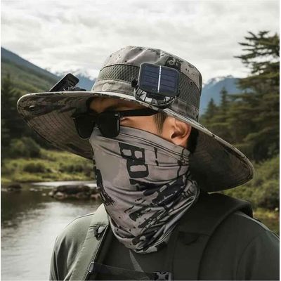 Imagen 2 del producto Sombrero Con Ventilador Solar Integrado Para Verano Con Usb L Gris Camuflaje
