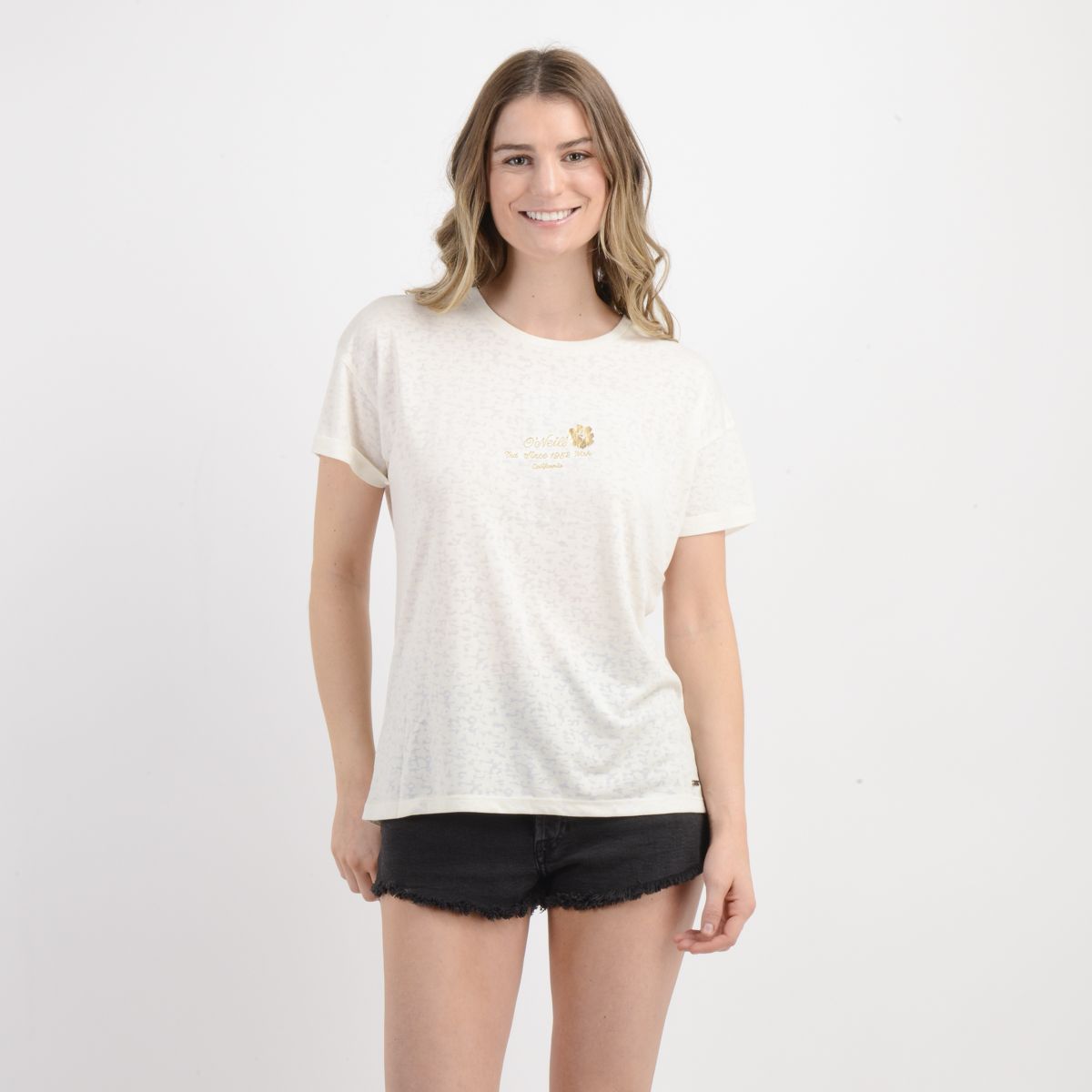 O'NEILL - POLERA MANGA CORTA DITSY BEIGE CLARO