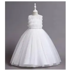 ALMA & DECO - Vestido Bautizo Paje Fiesta Modelo Diana Blanco con Lazo Ajustable