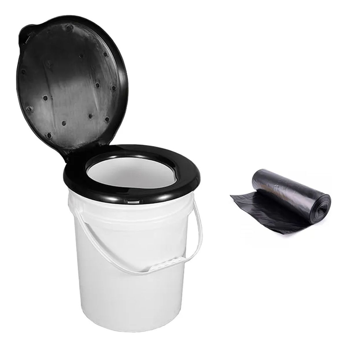 GENERICO - Asiento Wc Frc Redondo Tapa + Balde + Bolsas Liso