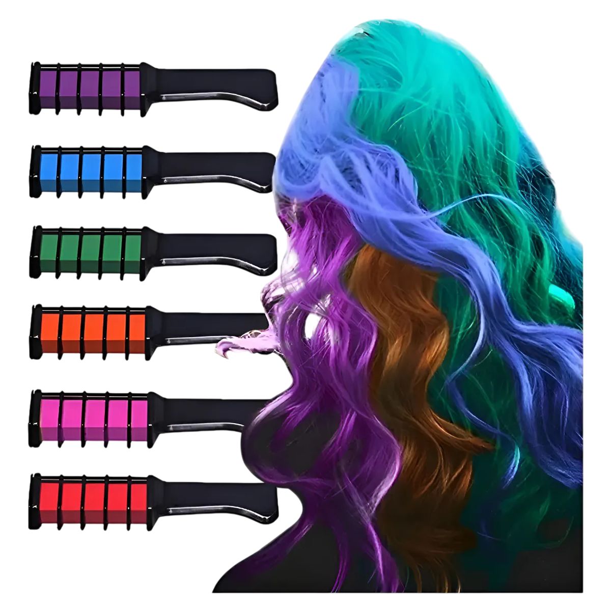 GENERICO - Tinturas Tiza Para El Pelo Cabello Temporal Tinte 6 Colores