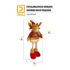 GENERICO - Adorno Patalarga Reno Rojo y Dorado 35 cm – Figura Navideña Decorativa Elegante
