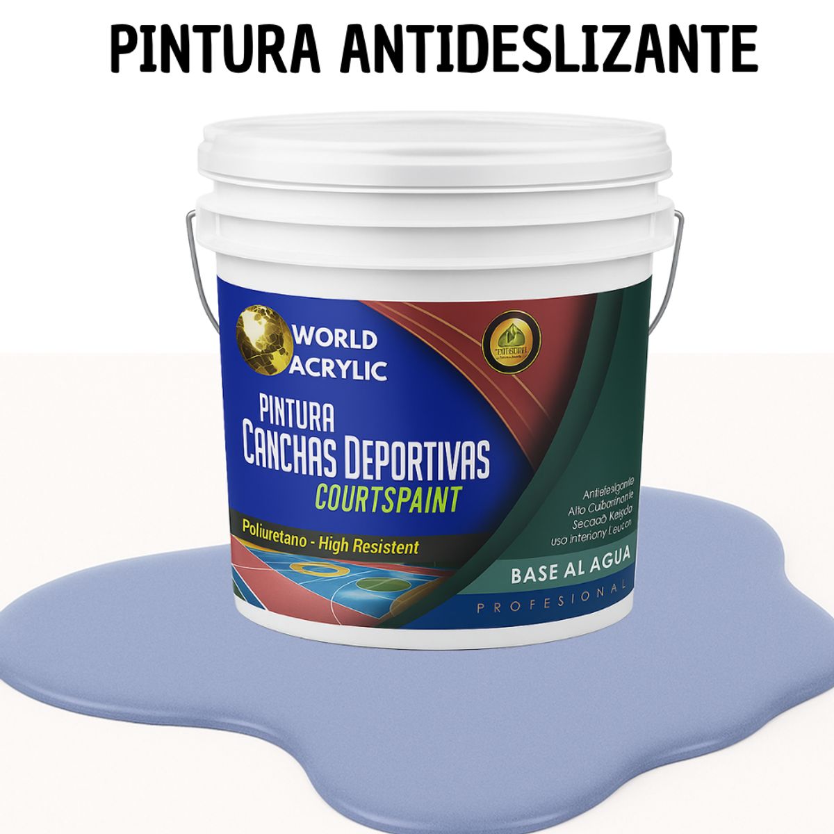 WORLD ACRYLIC - PINTURA CANCHAS 1K - ALTO TRAFICO - TINETA 10L  MORADO MODERADO
