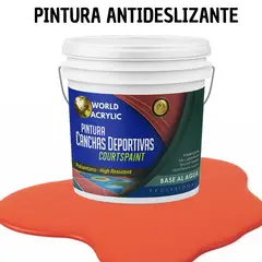 WORLD ACRYLIC - PINTURA CANCHAS 1K - ALTO TRAFICO - TINETA 10L NARANJA VIBRANTE