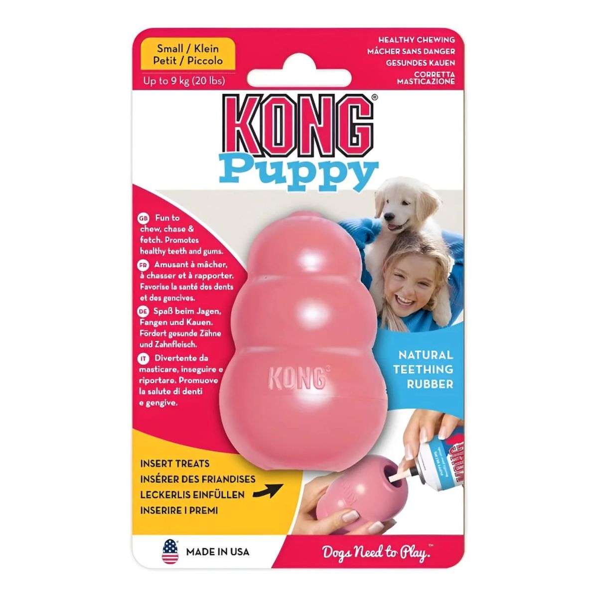 KONG - Juguete Kong Puppy Para Perros Cachorros Talla S Hasta 9 Kg