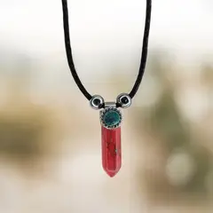 GENERICO - Collar Cuarzo Howita Rojo Para Calma Y Memoria Con Bolsa