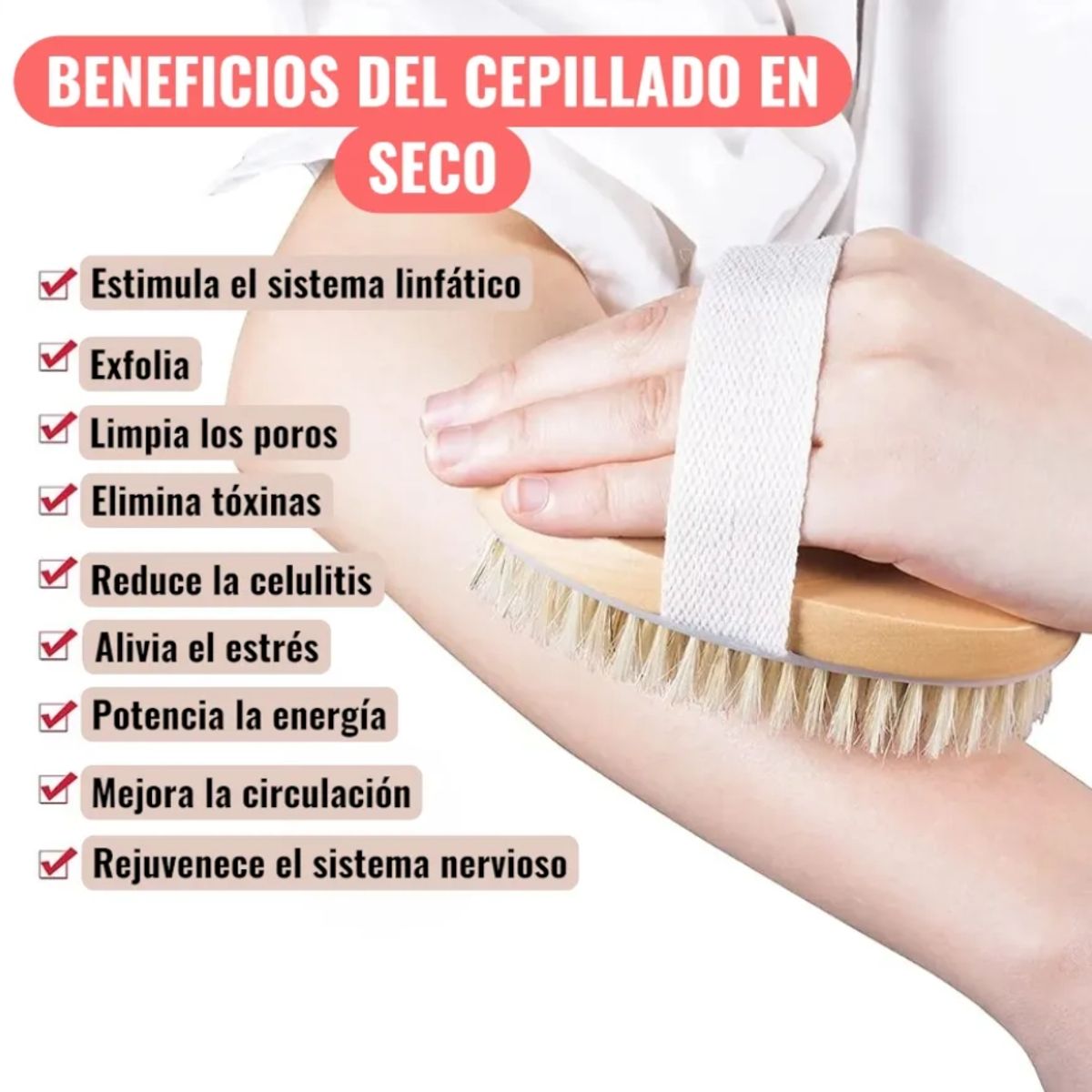 GENERICO - Cepillo En Seco Corporal Reduce Celulitis Cerdas Naturales