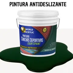 WORLD ACRYLIC - PINTURA CANCHAS 1K - ALTO TRAFICO - TINETA 10L VERDE OSCURO