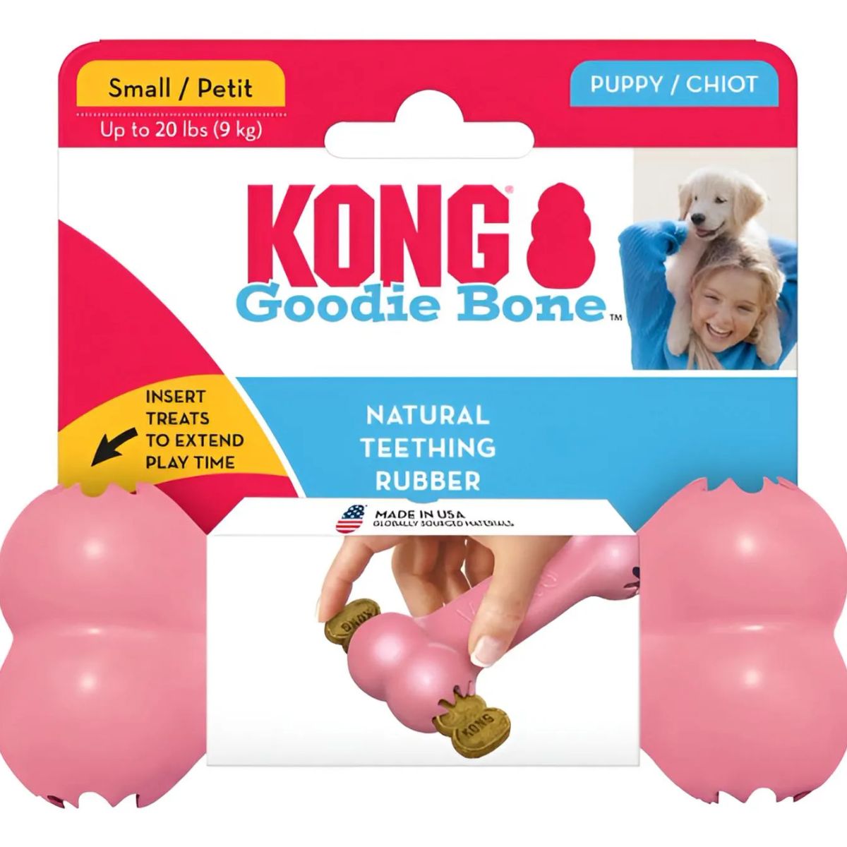 KONG - Kong Puppy Goodie Bone Hueso Rellenable Perro Talla S - Rosa