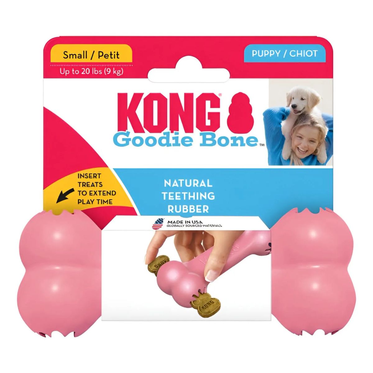KONG - Kong Puppy Goodie Bone Hueso Rellenable Perro Talla S - Rosa