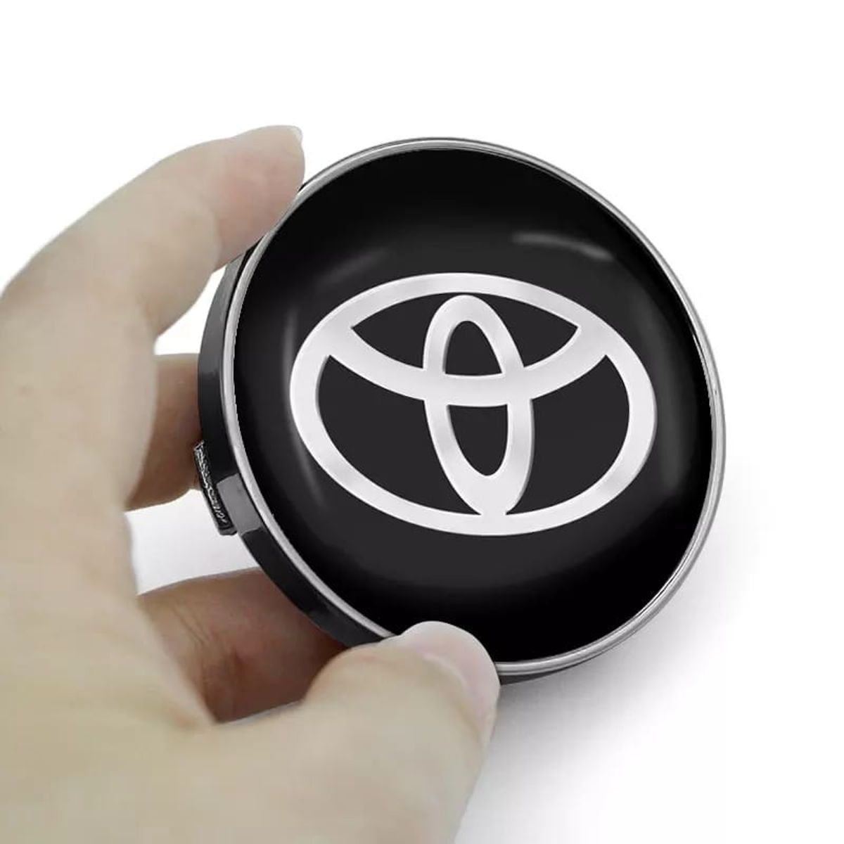 GENERICO - X4 Tapas centro de llantas de auto tunning TOYOTA NEGRO CON PLATEADO 60MM