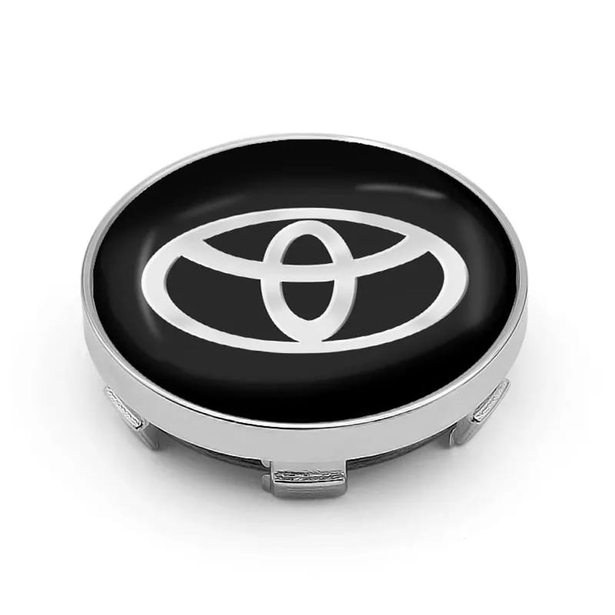GENERICO - X4 Tapas centro de llantas de auto tunning TOYOTA NEGRO CON PLATEADO 60MM