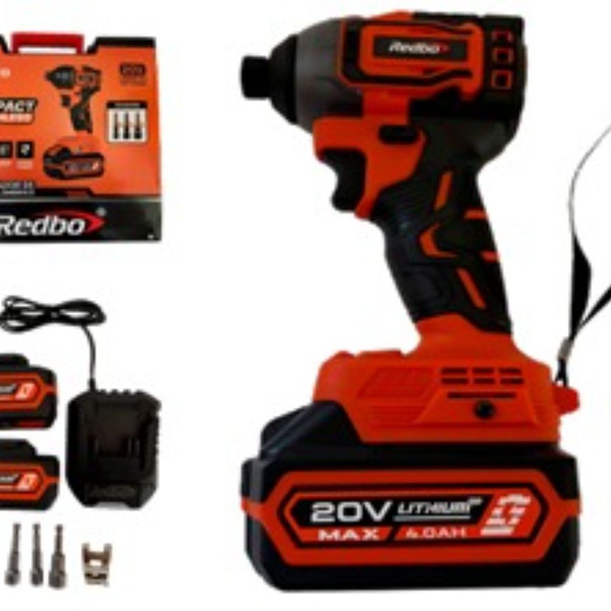 GENERICO - Atornillador / Llave de Impacto Inalámbrica Redbo 20V Brushless (RB-302D) Encastre 1/2" + 2 Baterías 4.0Ah