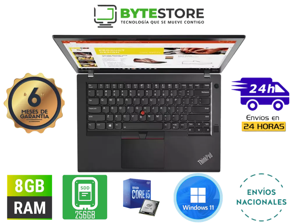 Thinkpad T470 14" - Intel Core i5 8GB RAM 256GB SSD ADLX65YCC2D W10Pro REACONDICIONADO