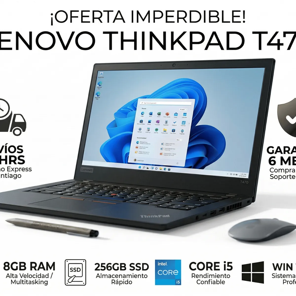 LENOVO - Lenovo Thinkpad T470 Core i5 8GB RAM 256GB SSD ADLX65YCC2D W10Pro  REACONDICIONADO