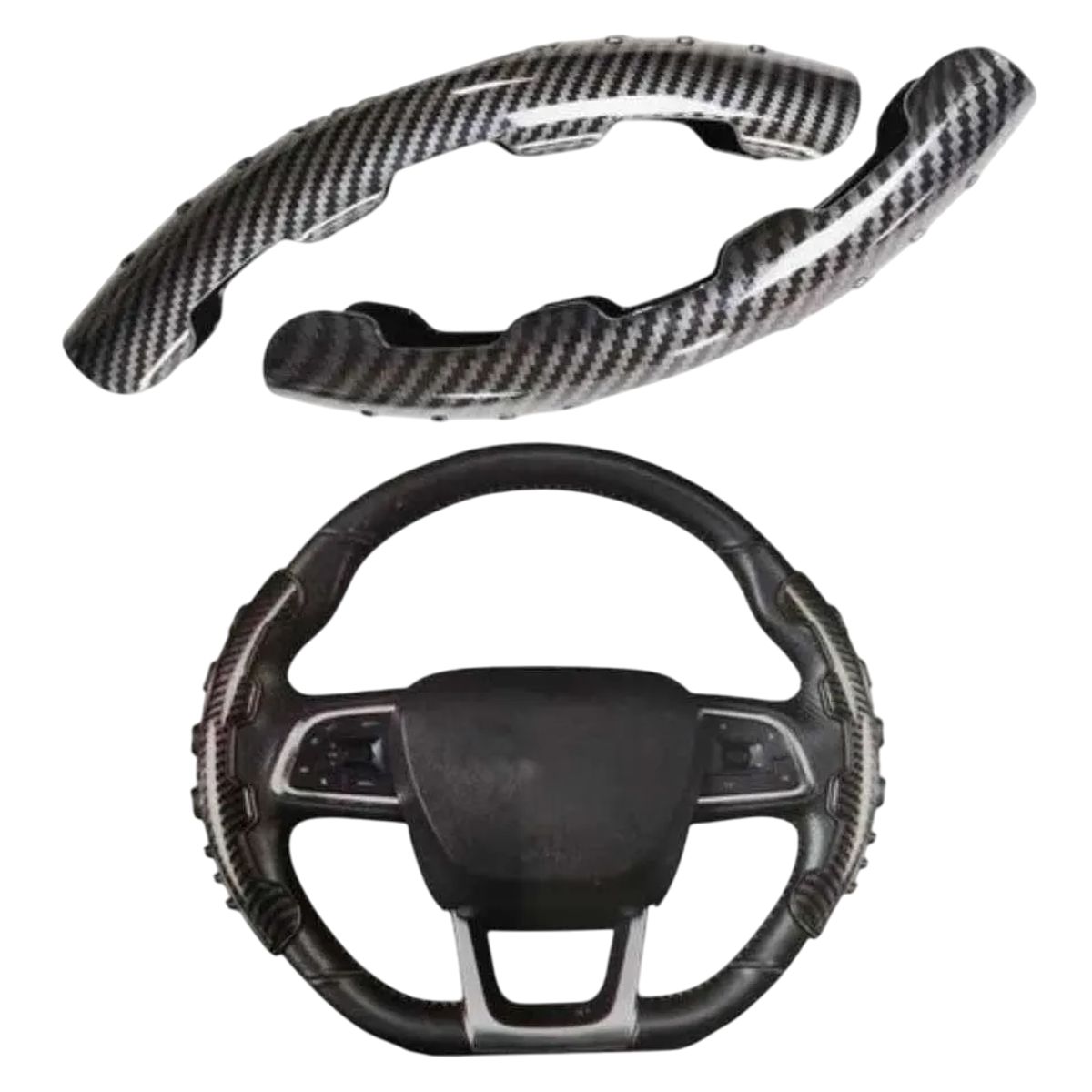 GENERICO - Cubre Volante Tipo Fibra Carbono Laterales Universal