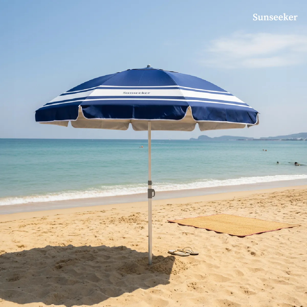 SUNSEEKER - Quitasol de Playa Ajustable Sombrilla Azul 24M Sunseeker