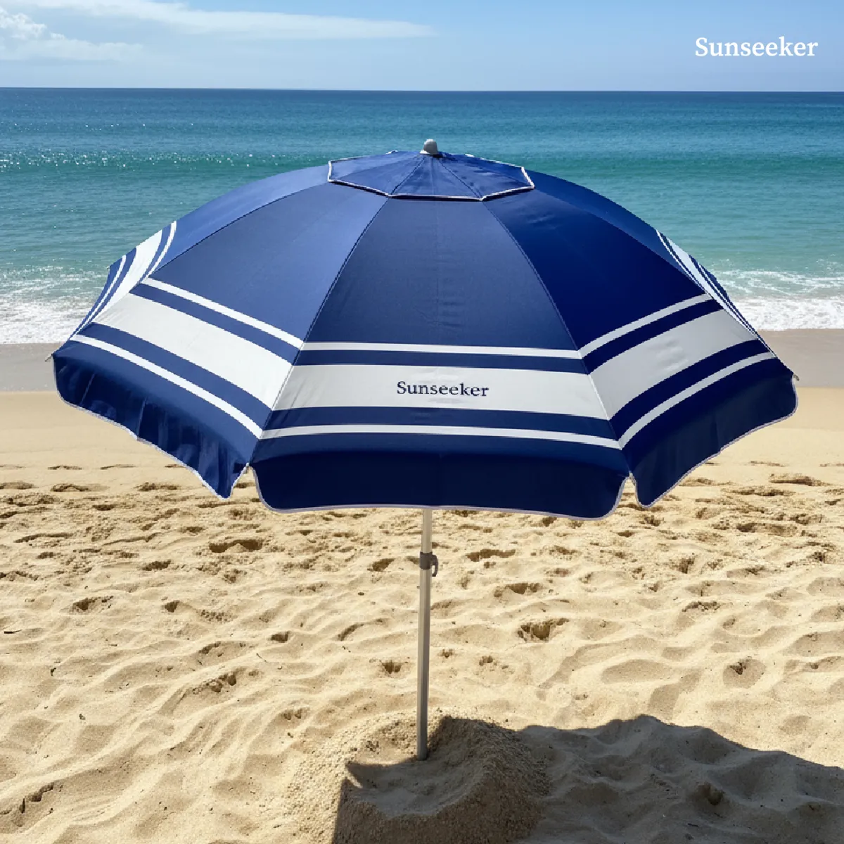 SUNSEEKER - Quitasol de Playa Ajustable Sombrilla Azul 24M Sunseeker