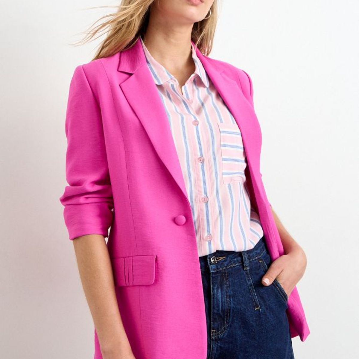 IO - Blazer Liso Mujer Fucsia Io