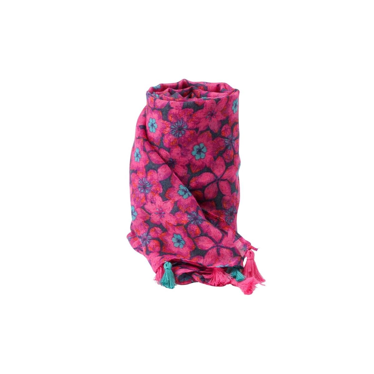 I D - Pañuelo Estampado Girona Floral Fucsia Id